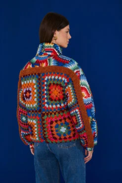 Farm Rio Crochet Colorful Forest Reversible Puffer Jacket -Modern Dress World 304119 04