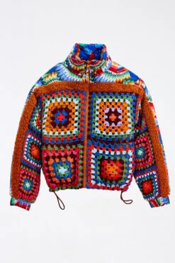 Farm Rio Crochet Colorful Forest Reversible Puffer Jacket -Modern Dress World 304119 06
