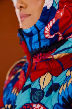 Farm Rio Black Graphic Floral Reversible Puffer Jacket -Modern Dress World 304120 004