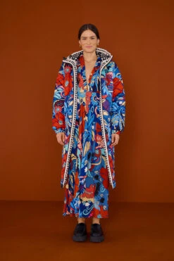 Farm Rio Black Graphic Floral Reversible Puffer Jacket -Modern Dress World 304120 02