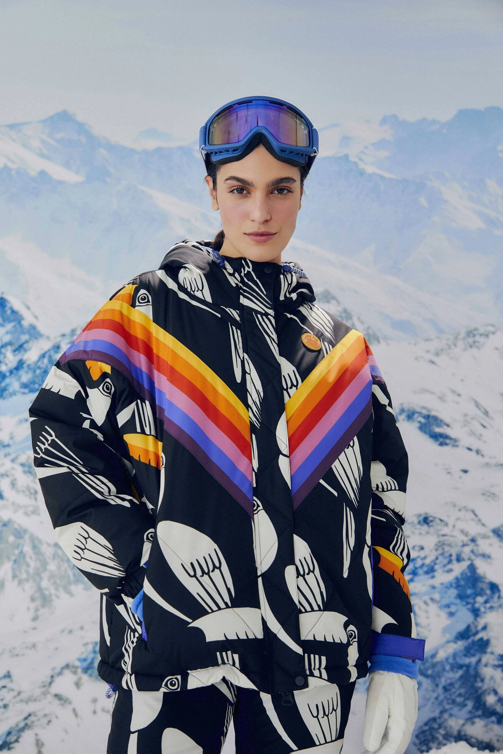 Farm Rio Black Graphic Toucans Ski Puffer Jacket 1 Farm Rio Black Graphic Toucans Ski Puffer Jacket