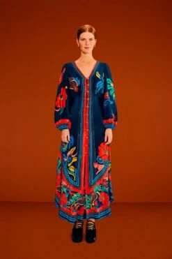 Farm Rio Blue Vintage Forest Midi Dress -Modern Dress World 304135 02 2