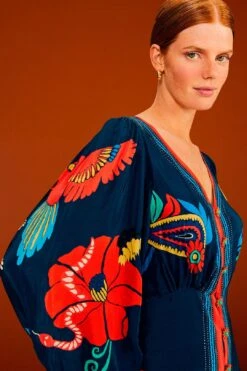 Farm Rio Blue Vintage Forest Midi Dress -Modern Dress World 304135 03 2