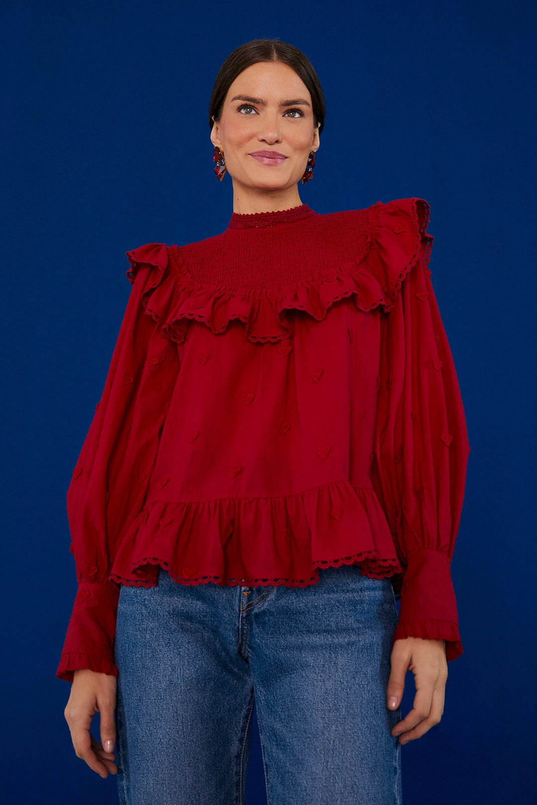 Farm Rio Red 3D Hearts Blouse 1 Farm Rio Red 3D Hearts Blouse