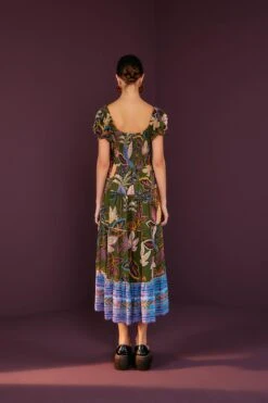 Farm Rio Green Wild Jungle Corset Midi Dress -Modern Dress World 304591 02