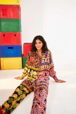 Farm Rio Patchwork Tapestry Smiley® Pants -Modern Dress World 305163 01