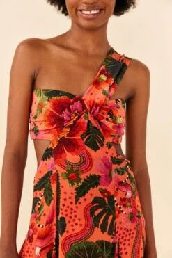Orange Blooming Garden Maxi Dress -Modern Dress World 305268 03