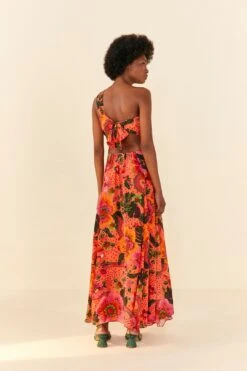 Orange Blooming Garden Maxi Dress -Modern Dress World 305268 04