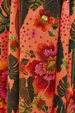 Orange Blooming Garden Maxi Dress -Modern Dress World 305268 05