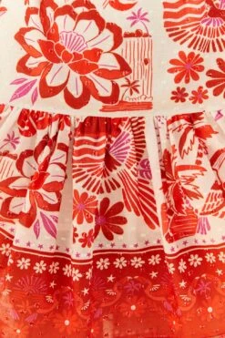 Farm Rio Off-White Rio Tiles Puff Sleeve Mini Dress -Modern Dress World 305274 05