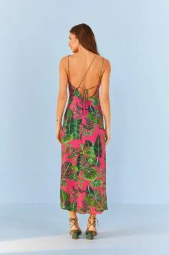 Farm Rio Pink Leaves Midi Dress -Modern Dress World 305298 03