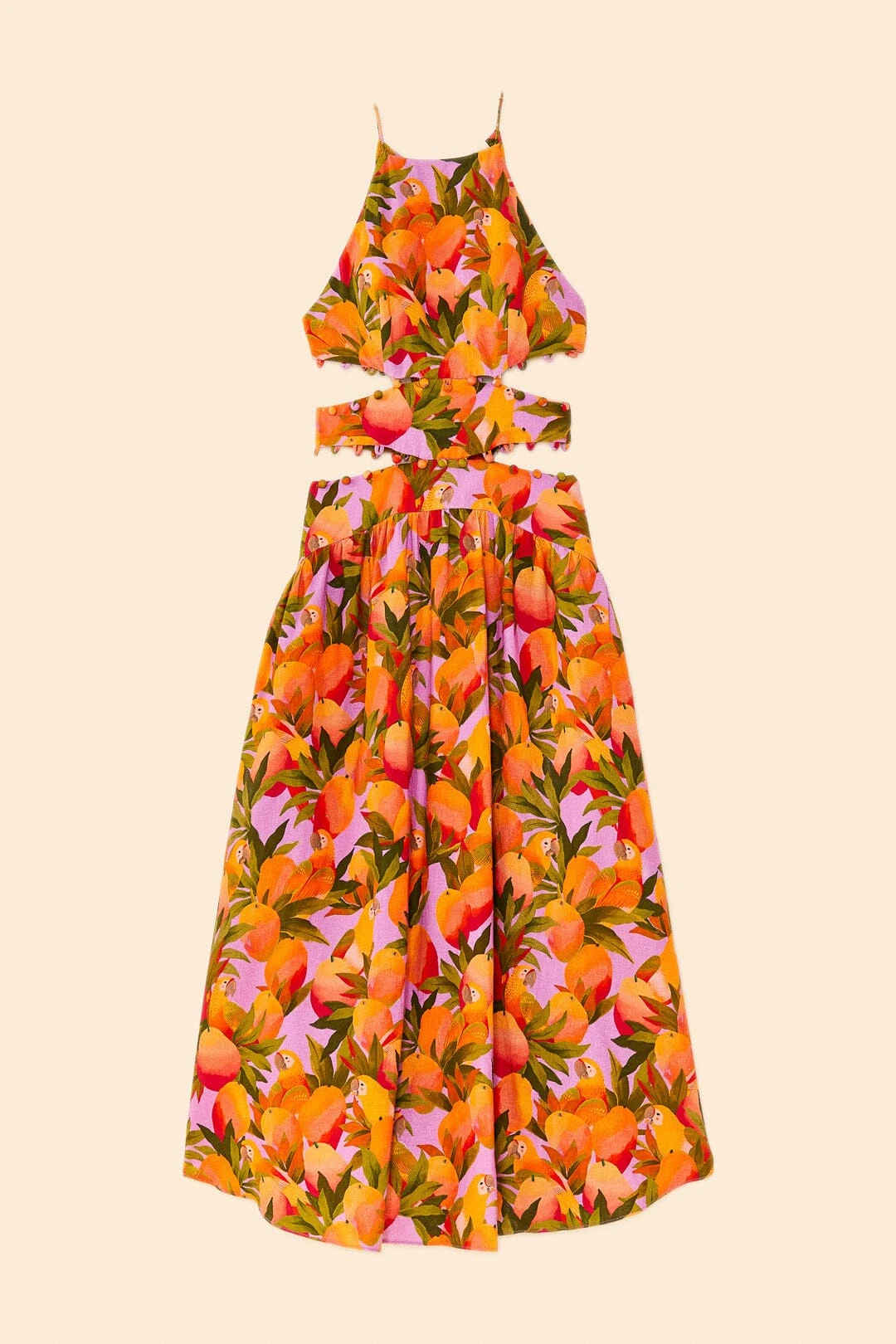 Farm Rio Lilac Mango Macaws Midi Dress 6 Farm Rio Lilac Mango Macaws Midi Dress - Image 6