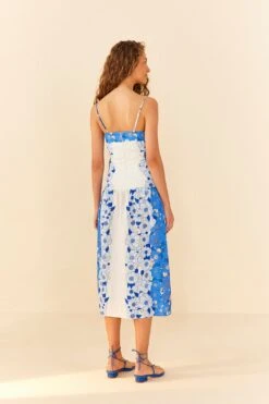 Farm Rio Blue Flower Stripes Midi Dress -Modern Dress World 305348 03