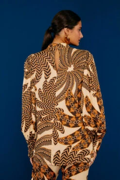 Farm Rio Sand Yawanawa Banana Lenzing™ Ecovero™ Viscose Blouse -Modern Dress World 305378 03