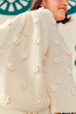 Farm Rio White Handmade Flowers Sweater 8 Farm Rio White Handmade Flowers Sweater -Modern Dress World 305388 03