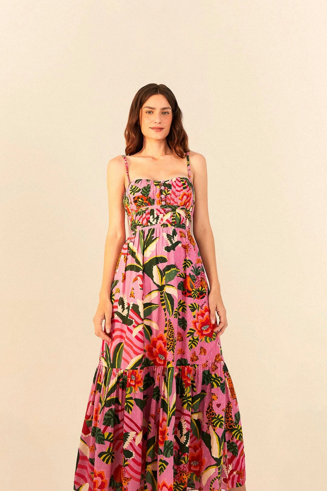 Pink Leopard Forest Midi Dress 2 Pink Leopard Forest Midi Dress - Image 2