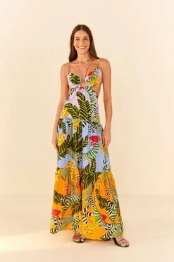 Farm Rio Mixed Striped Bananas Maxi Dress 9 Farm Rio Mixed Striped Bananas Maxi Dress -Modern Dress World 305797 04