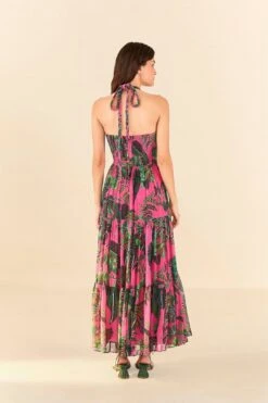Pink Leaves Cut Out Maxi Dress -Modern Dress World 305799 05 1