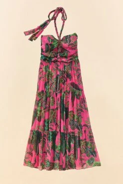 Pink Leaves Cut Out Maxi Dress -Modern Dress World 305799 07
