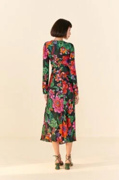 Farm Rio Black Blooming Garden Lenzing™ Ecovero™ Viscose Midi Dress 9 Farm Rio Black Blooming Garden Lenzing™ Ecovero™ Viscose Midi Dress -Modern Dress World 306067 04 1