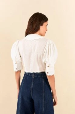 Farm Rio Off-White Cropped Blouse -Modern Dress World 306077 04