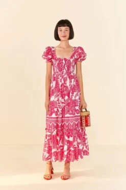 Farm Rio Pink Tropical Woodcut Maxi Dress 8 Farm Rio Pink Tropical Woodcut Maxi Dress -Modern Dress World 306082 03