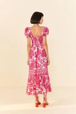 Farm Rio Pink Tropical Woodcut Maxi Dress 9 Farm Rio Pink Tropical Woodcut Maxi Dress -Modern Dress World 306082 04