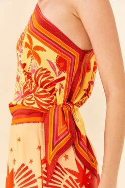 Farm Rio Forest Mixed Scarves Lenzing™ Ecovero™ Viscose Crop Top -Modern Dress World 306093 04