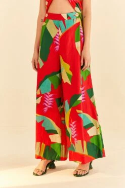 Farm Rio Red Heliconia Pants -Modern Dress World 306100 03