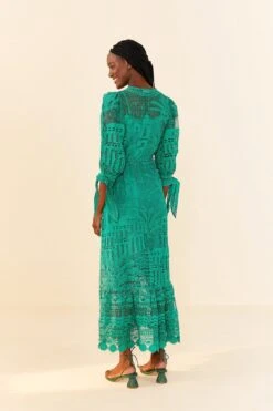 Farm Rio Green Morada Boa Guipure Dress -Modern Dress World 306101 04