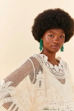 Farm Rio Off-White Morada Boa Guipire Blouse -Modern Dress World 306104 03