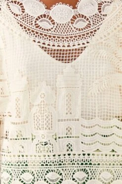 Farm Rio Off-White Morada Boa Guipire Blouse -Modern Dress World 306104 04