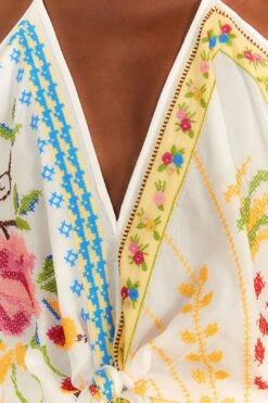 Farm Rio Grandma Gift Embroidered Halter Blouse -Modern Dress World 306113 05