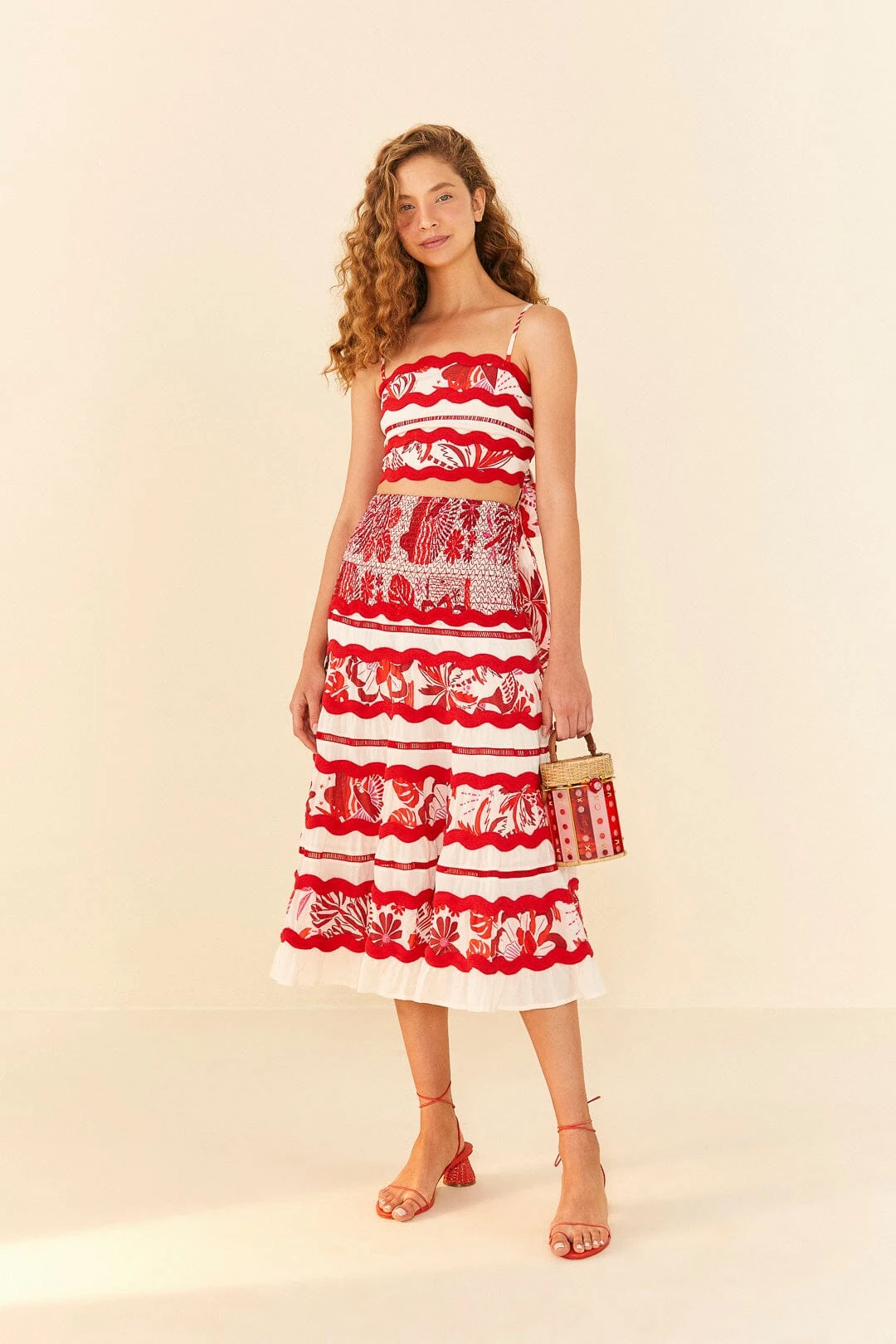 Farm Rio Off-White Rio Tiles Midi Skirt 1 Farm Rio Off-White Rio Tiles Midi Skirt