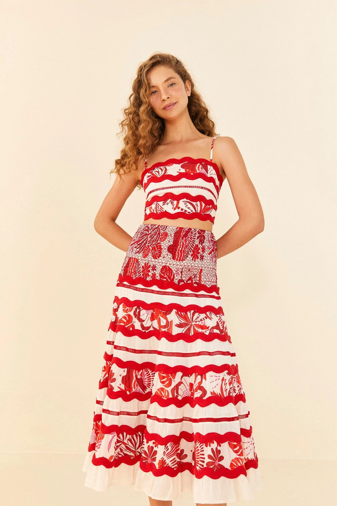 Farm Rio Off-White Rio Tiles Midi Skirt 2 Farm Rio Off-White Rio Tiles Midi Skirt - Image 2