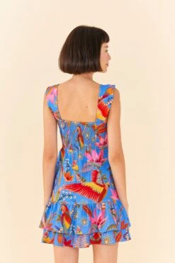 Farm Rio Blue Macaw Party Mini Dress -Modern Dress World 306136 03
