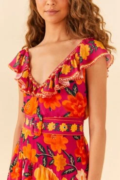 Farm Rio Pink Flowers Tapestry Mini Dress -Modern Dress World 306144 03