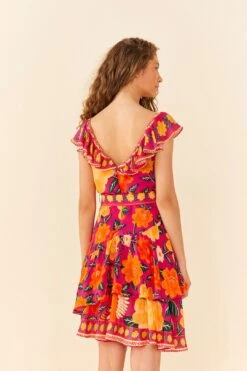 Farm Rio Pink Flowers Tapestry Mini Dress -Modern Dress World 306144 04