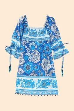 Farm Rio Blue Full Of Flowers Mini Dress -Modern Dress World 306152 06