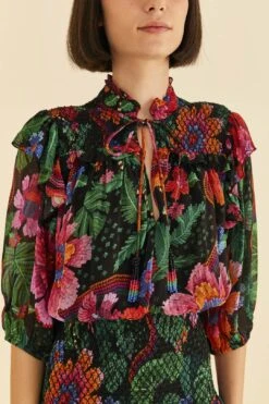 Farm Rio Black Blooming Garden Mini Dress -Modern Dress World 306153 03