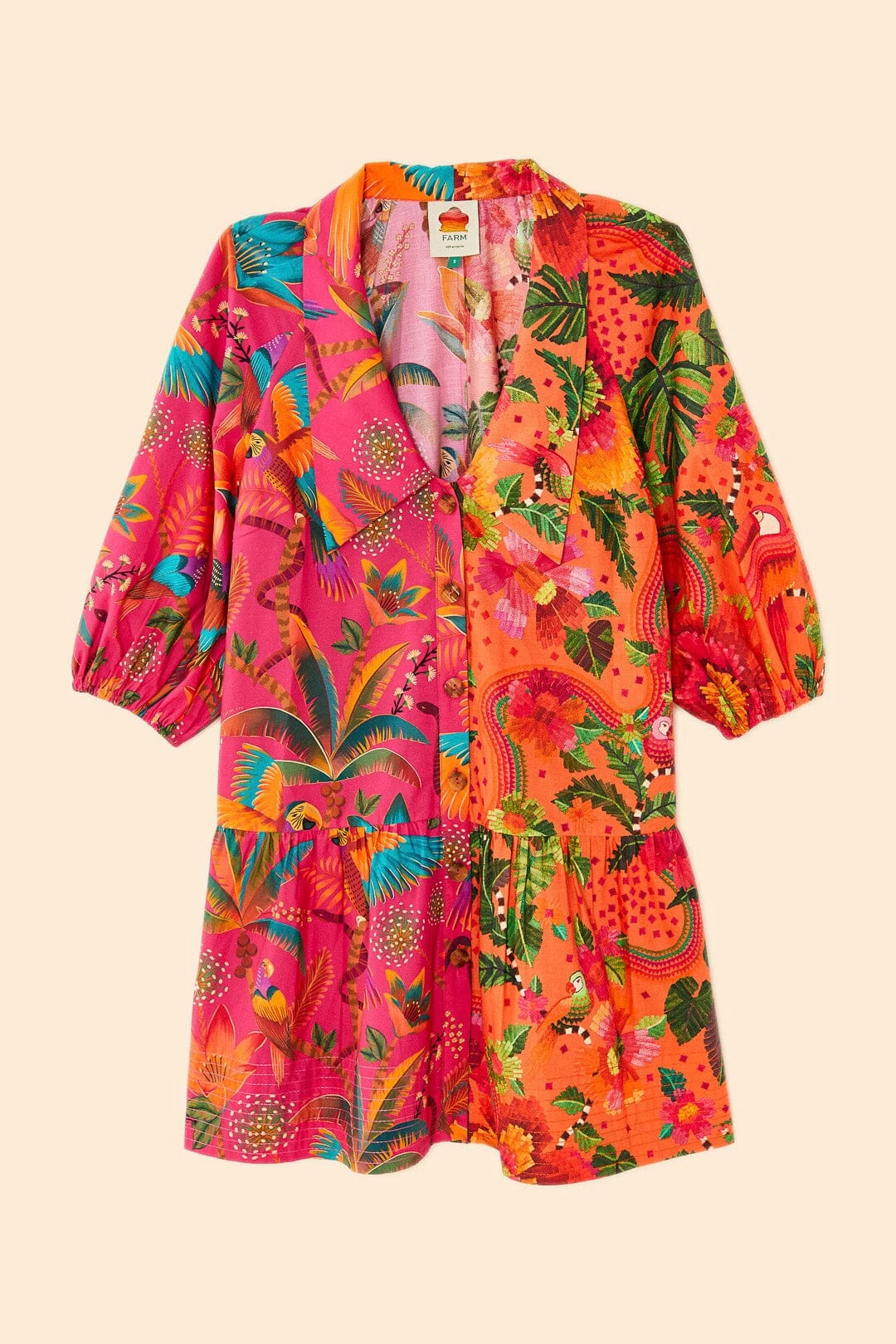 Farm Rio Mixed Warm Prints Organic Cotton Mini Dress 6 Farm Rio Mixed Warm Prints Organic Cotton Mini Dress - Image 6