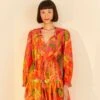 Farm Rio Orange Ombre Forest Mini Dress