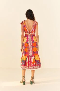 Farm Rio Pink Flower Tapestry Midi Dress -Modern Dress World 306173 04
