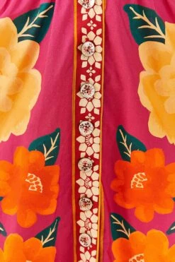 Farm Rio Pink Flower Tapestry Midi Dress -Modern Dress World 306173 05