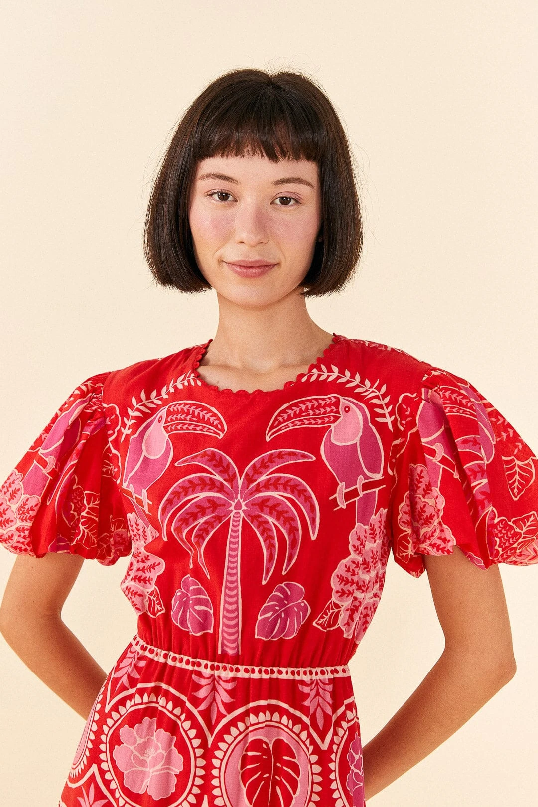 Farm Rio Red Summer Sunrise Midi Dress 3 Farm Rio Red Summer Sunrise Midi Dress - Image 3