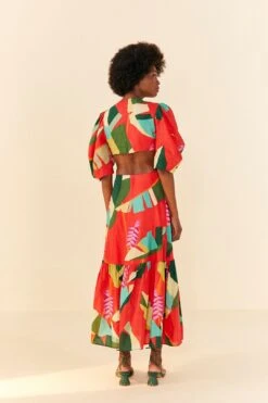 Farm Rio Red Heliconia Midi Dress 9 Farm Rio Red Heliconia Midi Dress -Modern Dress World 306185 03