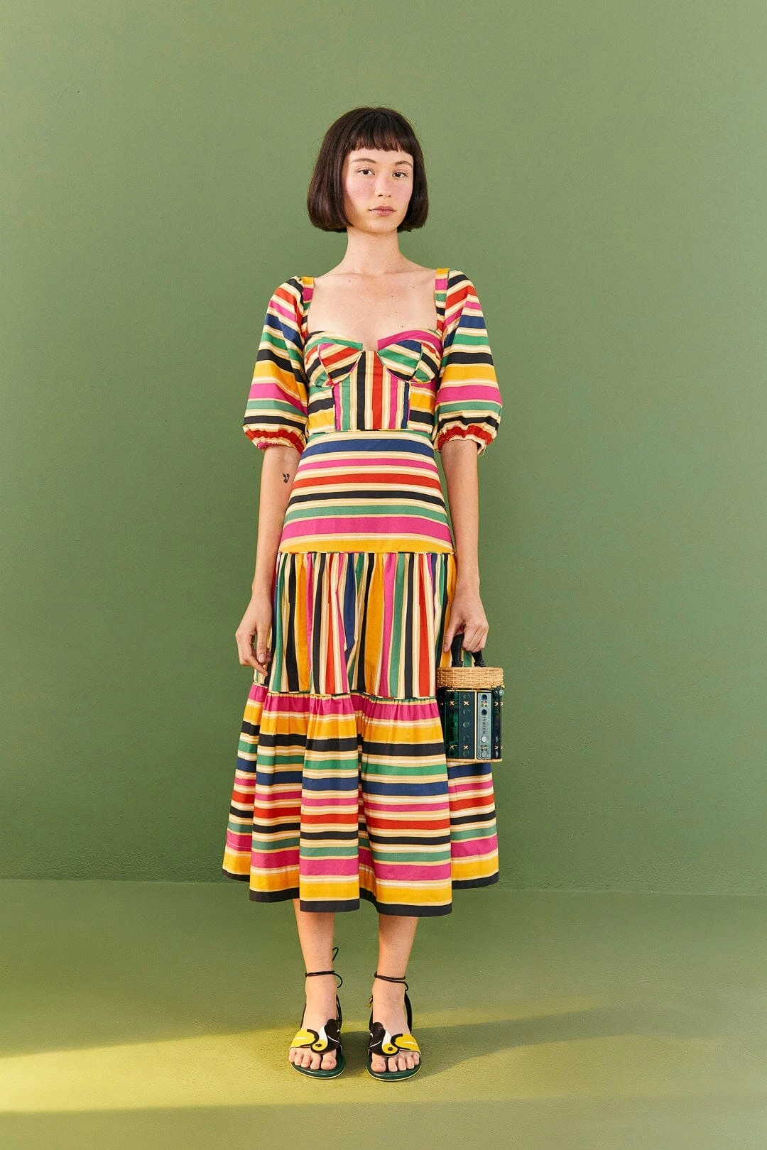 Farm Rio Rainbow Stripes Midi Dress 1 Farm Rio Rainbow Stripes Midi Dress