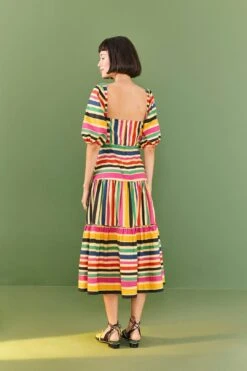 Farm Rio Rainbow Stripes Midi Dress 9 Farm Rio Rainbow Stripes Midi Dress -Modern Dress World 306188 04