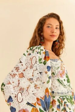 Farm Rio White Summer Garden Midi Dress -Modern Dress World 306202 03