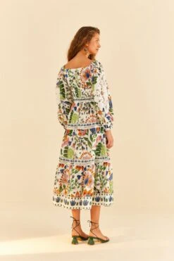 Farm Rio White Summer Garden Midi Dress -Modern Dress World 306202 04